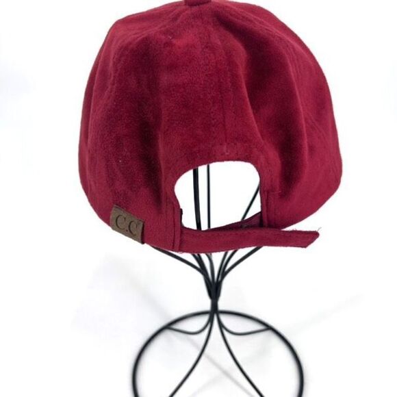 C&C Faux Suede Baseball Cap red five panel - Picture 3 of 7